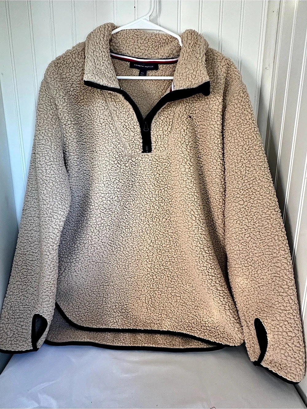 Tommy Hilfiger Sherpa Fleece Quarter-Zip Pullover Women Large